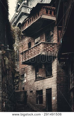 Old building closeup in Xiahao Old street in Chongqing, China.