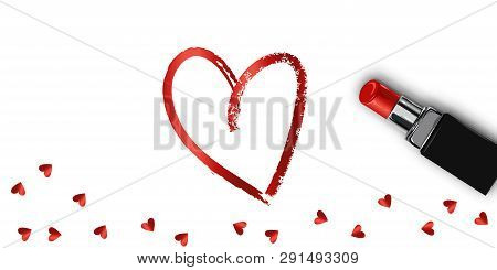 Realistic Lipstick Love Sale Vector Design. Woman Decoration Elegant Fashion Store. Online Ladies Sh