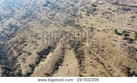 Beautiful Landscape From Above In Haze. Сoast Of The Khadzhibey Estuary In Early Spring From A Bird'