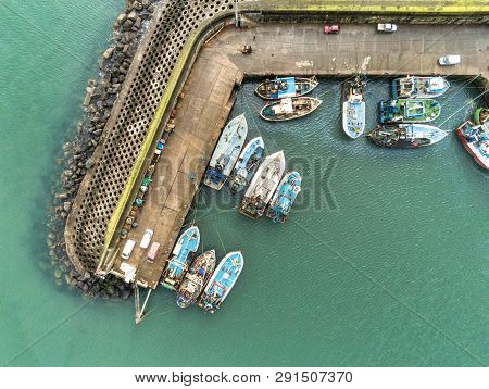 This Is An Aerial View Of Ardglass Harbour And Fishing Boats In County Down Northern Ireland