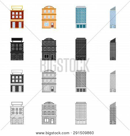 Vector Design Of Municipal And Center Icon. Set Of Municipal And Estate   Vector Icon For Stock.