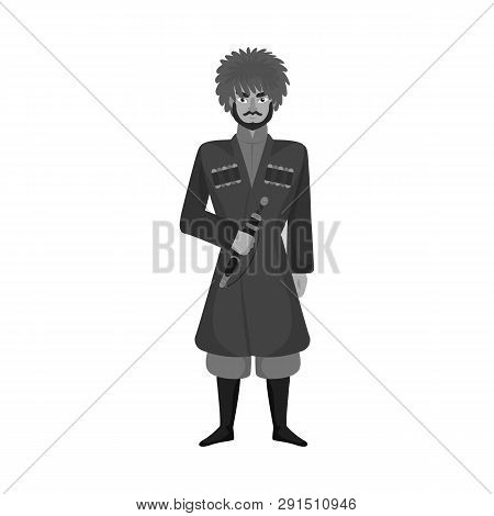 Isolated Object Of Georgian  And Man Logo. Set Of Georgian  And Costume  Stock Vector Illustration.