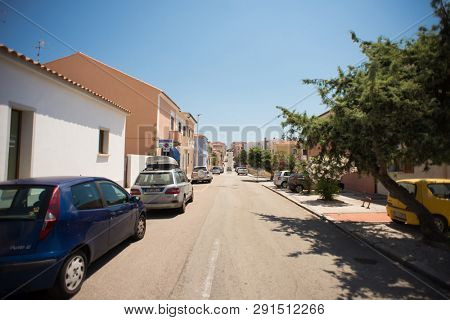 Santa Teresa Gallura, Sardinia, Italy - July 9, 2018: Street in Santa Teresa Gallura City, Sardinia, Italy.