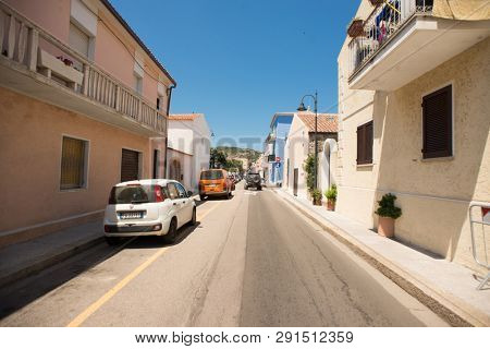 Santa Teresa Gallura, Sardinia, Italy - July 9, 2018: Street in Santa Teresa Gallura City, Sardinia, Italy.
