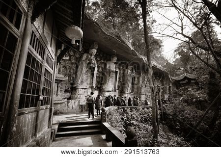 CHONGQING, CHINA â MARCH 13: Dazu stone carvings as the famous travel attractions on March 13, 2018 in Chongqing. With 17M population, it is the most populous Chinese municipality.