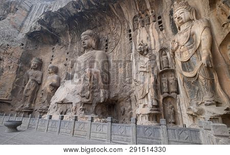 Luoyang, Henan/china- January 19, 2019:  Longmen Grottoes Is One Of The 3 Major Buddhist Caves Of Ch