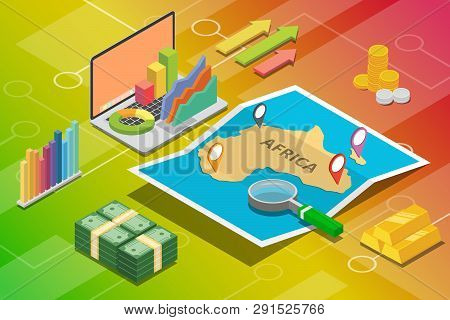 Africa Continent Business Economy Growth Country With Map And Finance Condition - Vector