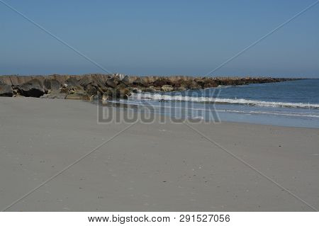 The Jetty Breakwater On Fernandina Beach, Fort Clinch State Park, Nassau County, Florida Usa