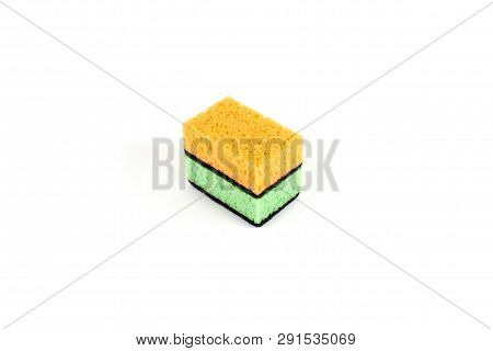 Set Of Kitchen Sponges Isolated On The White Background.