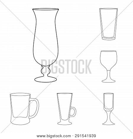 Vector Illustration Of Dishes And Container Sign. Set Of Dishes And Glassware Vector Icon For Stock.