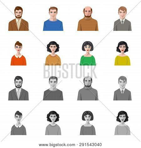 Vector Illustration Of Hairstyle And Profession  Symbol. Set Of Hairstyle And Character  Vector Icon
