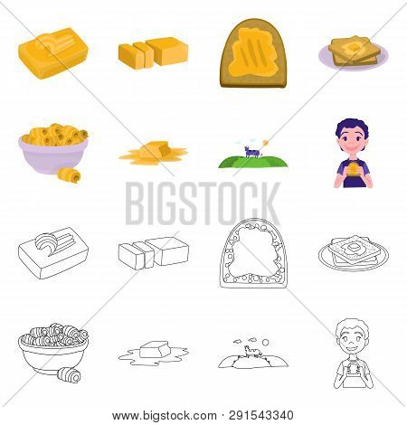 Vector Design Of Creamy And Product Symbol. Collection Of Creamy And Farm Stock Symbol For Web.