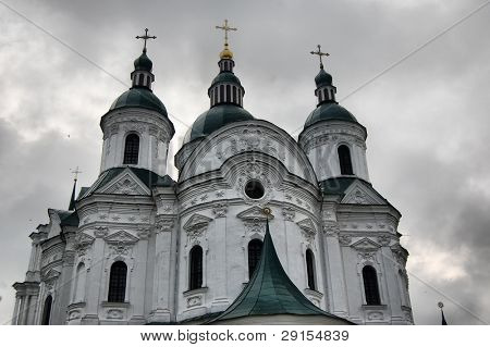 HDR.Staré ruské ortodoxní katedrála v ruské historické Kozelets, Černigovský kraj, Ukrajina