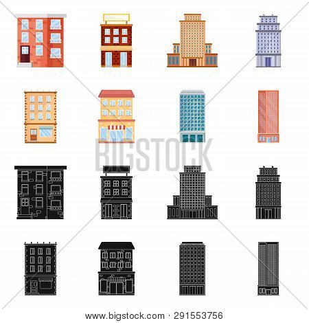 Vector Design Of Municipal And Center Icon. Set Of Municipal And Estate   Vector Icon For Stock.