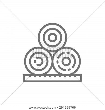 Rolled Hay, Bales, Haystack, Agriculture Line Icon.