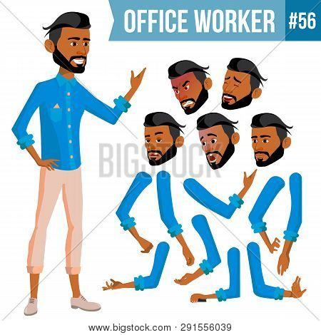 Arab Office Worker . Thawb, Thobe. Ghutra. Face Emotions, Various Gestures. Animation Creation Set. 