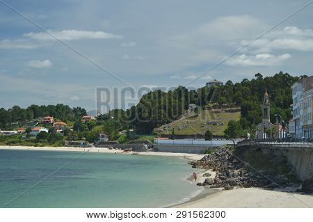 August 19, 2014. Porto Do Son, La Coruña, Galicia, Spain. Beautiful Cruceiro Beach In Puerto Del Son