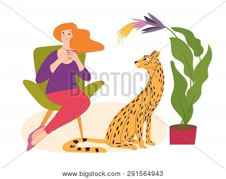 Home Jundle Hygge Illustration With A Womal