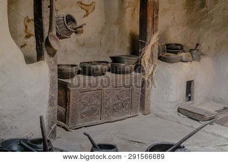 Kitchenware In The Ancient Baltit Fort. Karimabad, Hunza Valley. Gilgit Baltistan, Pakistan.