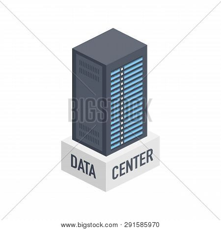 Data Center. Mainframe Service Concept Banner, Server Rack. Server Room Concept, Data Bank Center. V