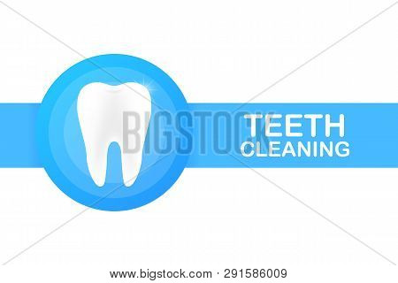 Teeth Cleaning. Teeth With Shield Icon Design. Dental Care Concept. Healthy Teeth. Human Teeth. Vect