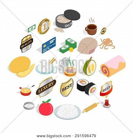 Pastille Icons Set. Isometric Set Of 25 Pastille Icons For Web Isolated On White Background