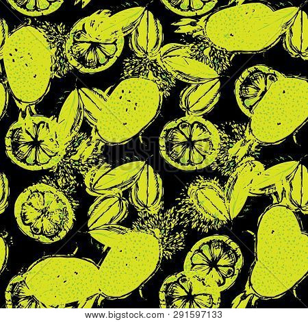 Fresh Frouit Tropical Vector Seamless Pattern Illustration