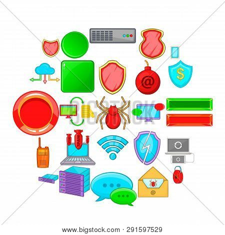 Cybercriminal Icons Set. Cartoon Set Of 25 Cybercriminal Icons For Web Isolated On White Background