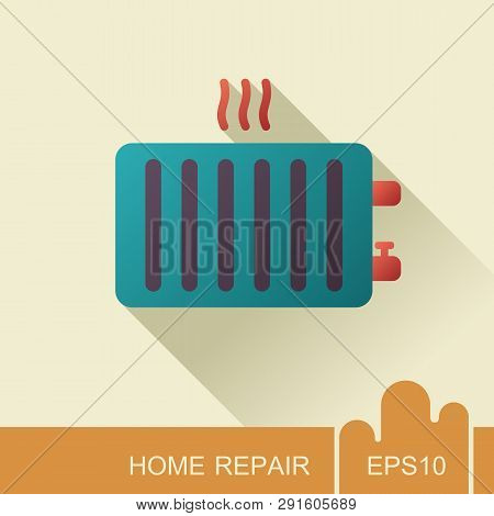 Radiator, Heater Line Icon. Construction, Repair And Building Vector Design And Illustration