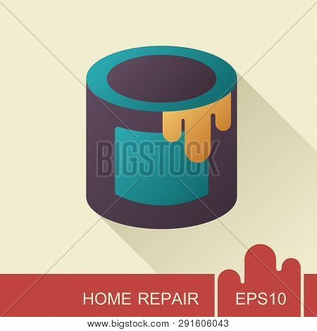 Paint Bucket Icon. Construction, Repair And Building Vector Design And Illustration