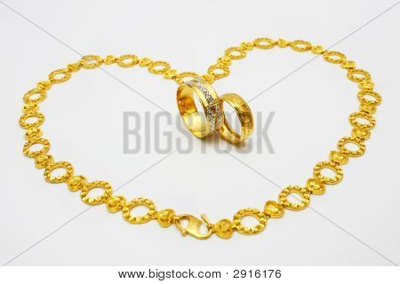 黄金カップル リングとネックレス