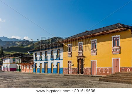 colorful buildings of San Felix near Salamina Caldas in Colombia South America