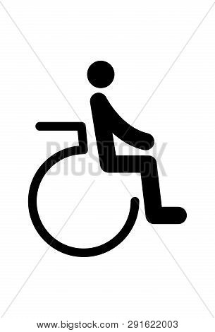 This Vector Image Shows A Wheelchair In Glyph Icon Design. It Is Isolated On A White Background.