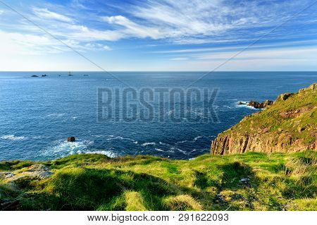 Rough And Rocky Shore Near Land's End, The Most Westerly Point Of England, Cornwall
