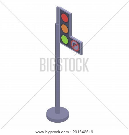 Traffic Lights With Interdiction Arrow Icon. Isometric Of Traffic Lights With Interdiction Arrow Ico