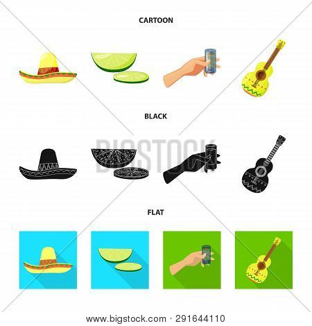 Vector Design Of Cafe And Latin Sign. Set Of Cafe And National Vector Icon For Stock.