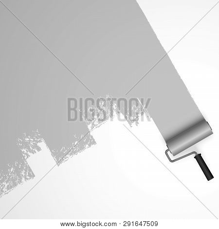 Eps 10 Vector Illustration Isolated On White Background With Paint Roller And Painted Marking Colore