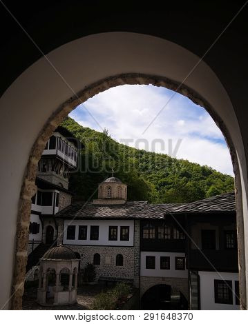 View To Bigorski Monastery St John The Baptist At Rostusha, North Macedonia