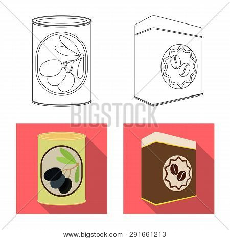 Vector Design Of Can And Food Sign. Collection Of Can And Package Stock Vector Illustration.