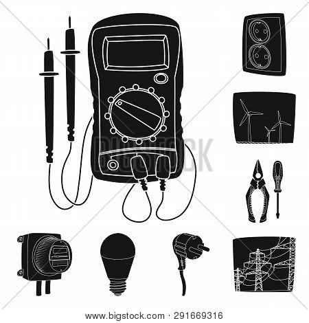 Isolated Object Of Electricity And Electric Logo. Collection Of Electricity And Energy Stock Symbol 