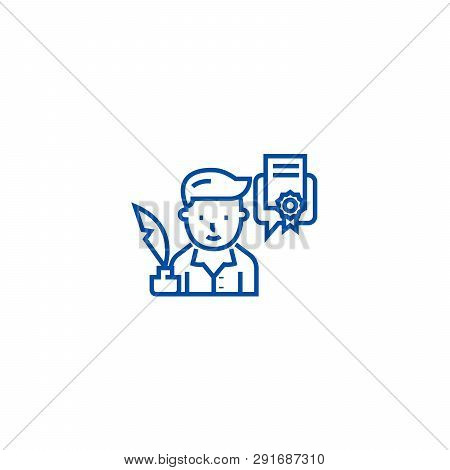Author, Writer Line Icon Concept. Author, Writer Flat  Vector Symbol, Sign, Outline Illustration.