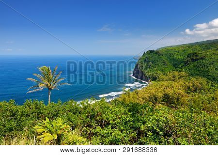 Stunning View Of Rocky Beach Of Pololu Valley, Big Island, Hawaii, Taken From Pololu Trail.