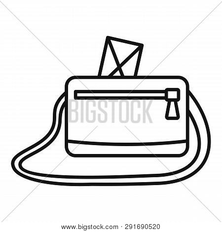 Postman Bag Icon. Outline Postman Bag Vector Icon For Web Design Isolated On White Background