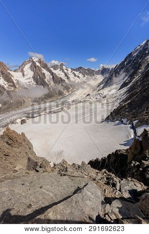 Glacier Des Rognons. View From Grands Montets (3275m), France