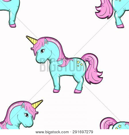 Seamless Background, Animal Object. A Horse, A Pony Or A Small Unicorn.