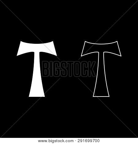Cross Monogram T Symbol Saint Anthony Apostle Sign Religious Cross Icon Set White Color Vector Illus