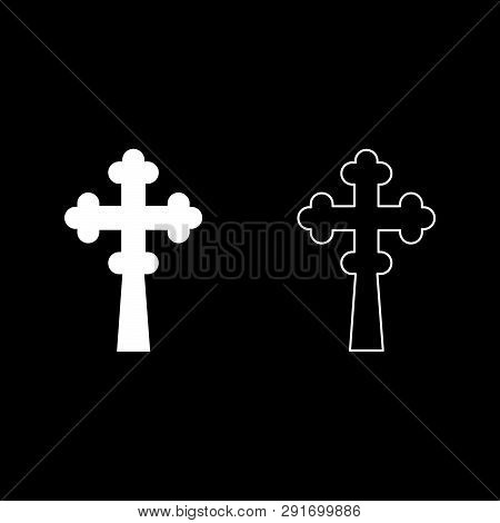 Cross Trefoil Shamrock On Church Cupola Domical With Cut Cross Monogram Religious Cross Icon Set Whi