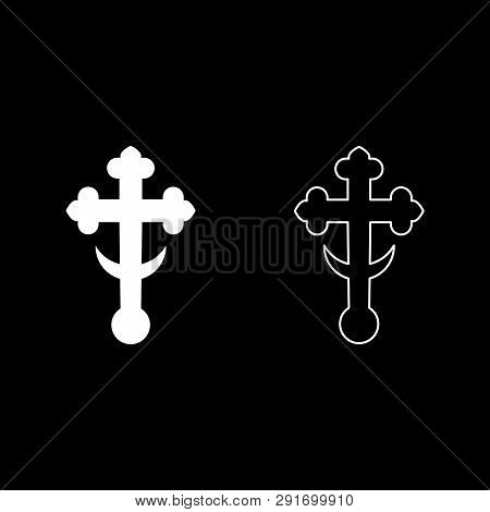 Cross Trefoil Shamrock On Church Cupola Domical With Half-moon Cross Monogram Religious Cross Icon S