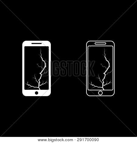 Smartphone With Crack On Display Broken Modern Mobile Phone Shattered Smartphone Screen Phone With B