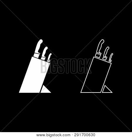Knife Set Knife Holder Knives Set Holder For Knives Icon Set White Color Vector Illustration Flat St